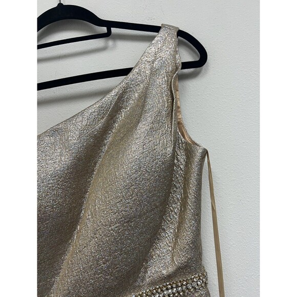 Mac Duggal One Shoulder Metallic Ruffled Evening Gown Dress Size 6 $598 - Picture 8 of 16